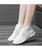 Women's white stripe check texture sock like flyknit shoe sneaker 07