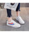 Women's white mixed blue red color stripe shoe sneaker 02