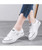 Women's white lace up pattern on side shoe sneaker 04