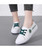Women's white green floral pattern print lace up shoe sneaker 05