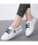 Women's white green floral pattern print lace up shoe sneaker 06