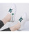 Women's white green floral pattern print lace up shoe sneaker 08