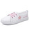 Women's white pink floral pattern print lace up shoe sneaker 01