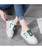 Women's white green night time label lace up shoe sneaker 05