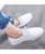 Women's white plain casual lace up shoe sneaker 03