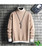 Men's khaki layered design pull over sweater 01