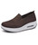Women's brown flyknit texture pattern slip on rocker bottom sneaker 01