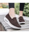 Women's brown flyknit texture pattern slip on rocker bottom sneaker 04