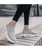 Women's grey flyknit texture pattern slip on rocker bottom sneaker 02