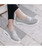 Women's grey flyknit texture pattern slip on rocker bottom sneaker 05