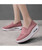 Women's pink flyknit texture pattern slip on rocker bottom sneaker 02