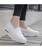 Women's white flyknit texture pattern slip on rocker bottom sneaker 04