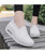 Women's white flyknit texture pattern slip on rocker bottom sneaker 06