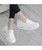 Women's white flyknit texture pattern slip on rocker bottom sneaker 3