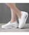 Women's white flyknit texture pattern slip on rocker bottom sneaker 08