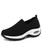 Women's black stripe slip on double rocker bottom sneaker 01