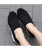 Women's black stripe slip on double rocker bottom sneaker 08