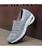 Women's grey stripe slip on double rocker bottom sneaker 10