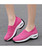 Women's light red stripe slip on double rocker bottom sneaker 04