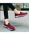 Women's red check texture casual slip on shoe sneaker 04