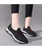 Women's black stripe texture casual slip on shoe sneaker 06