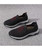 Women's black stripe texture casual slip on shoe sneaker 10