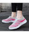 Women's grey stripe pattern casual slip on shoe sneaker 04