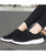 Women's black casual flyknit plain slip on shoe sneaker 05