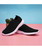 Women's black casual flyknit plain slip on shoe sneaker 07