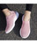 Women's pink casual flyknit plain slip on shoe sneaker 02