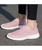 Women's pink casual flyknit plain slip on shoe sneaker 07