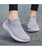 Women's grey stripe sock like entry slip on shoe sneaker 06