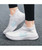 Women's white stripe sock like entry slip on shoe sneaker 05