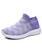 Women's purple cross stripe sock like entry slip on shoe sneaker 01