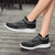 Women's black texture pattern flyknit slip on shoe sneaker 05