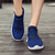 Women's blue texture pattern flyknit slip on shoe sneaker 02
