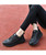 Women's black casual plain lace up shoe sneaker 05