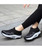 Women's black white flyknit stripe sock like slip on rocker bottom sneaker 06