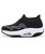 Women's black white flyknit stripe sock like slip on rocker bottom sneaker 08