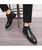 Men's black retro croco skin pattern slip on dress shoe boot 02