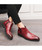 Men's red retro croco skin pattern slip on dress shoe boot 03