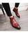 Men's red retro croco skin pattern slip on dress shoe boot 06