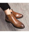 Men's brown retro brogue slip on dress shoe boot 07