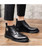 Men's black derby dress shoe boot side metal ornament 06