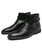 Men's black croco pattern ankle buckle slip on dress shoe boot 14