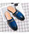 Men's blue croco skin pattern buckle slip on half shoe loafer 09