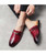 Men's red croco skin pattern buckle slip on half shoe loafer 04