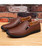 Men's brown metal ornament stripe detail slip on shoe loafer 11