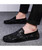 Men's black ornament & floral pattern slip on shoe loafer 05