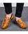 Men's brown ornament & floral pattern slip on shoe loafer 06